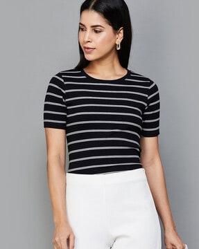 women striped regular fit top