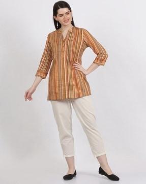 women striped regular fit top