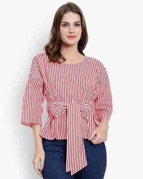 women striped regular fit top