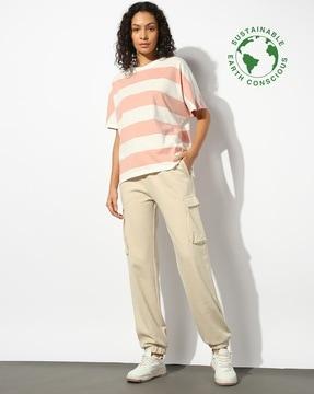 women striped relaxed fit crew-neck t-shirt