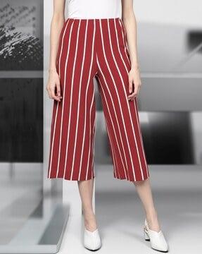 women striped relaxed fit culottes