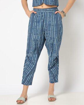 women striped relaxed fit dhoti pants