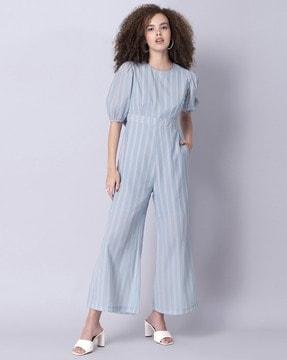 women striped relaxed fit jumpsuits