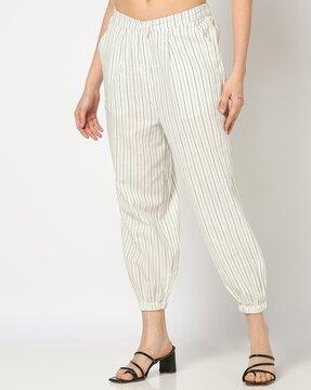 women striped relaxed fit pants