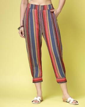 women striped relaxed fit pants