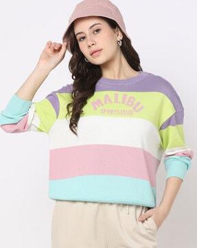women striped relaxed fit pullover