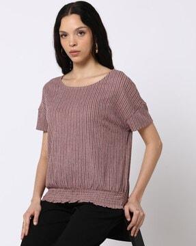 women striped relaxed fit round-neck t-shirt