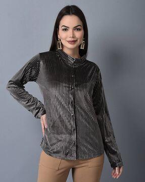 women striped relaxed fit shirt