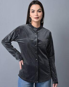 women striped relaxed fit shirt