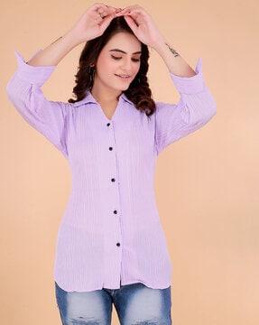 women striped relaxed fit shirt