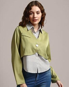 women striped relaxed fit shirt