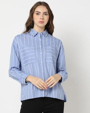women striped relaxed fit shirt
