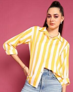 women striped relaxed fit shirt