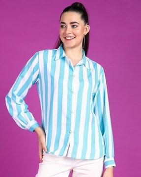 women striped relaxed fit shirt