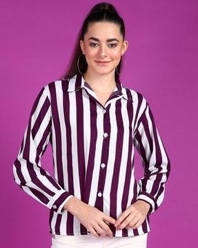 women striped relaxed fit shirt