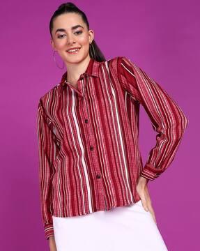 women striped relaxed fit shirt