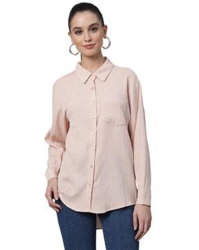 women striped relaxed fit shirt