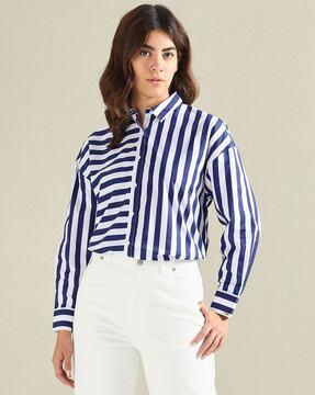 women striped relaxed fit shirt