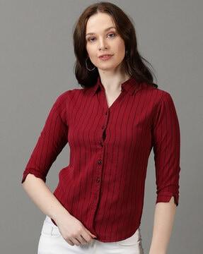 women striped relaxed fit shirt