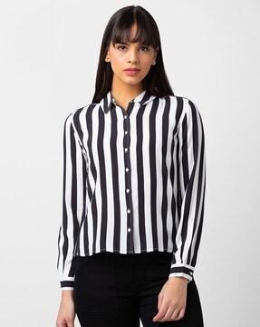 women striped relaxed fit shirt