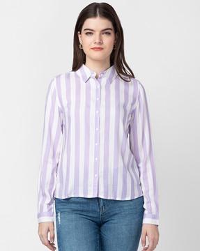 women striped relaxed fit shirt