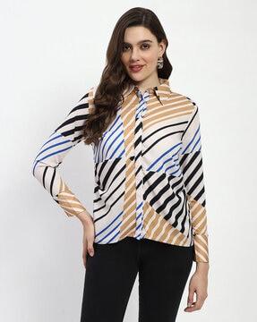 women striped relaxed fit shirt