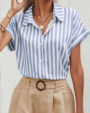 women striped relaxed fit shirt