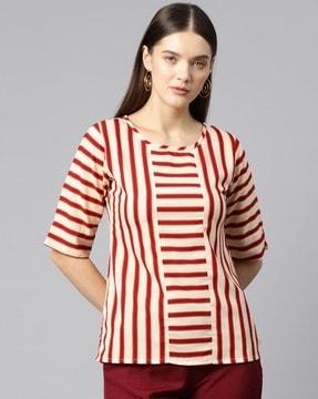 women striped relaxed fit top