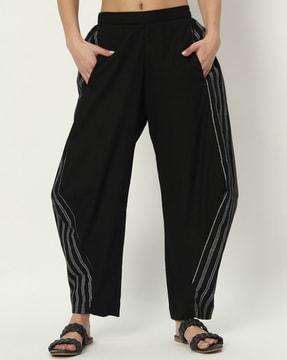 women striped relaxed fit trousers