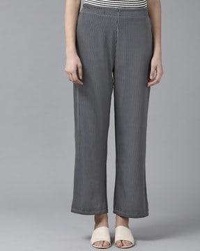 women striped relaxed fit trousers