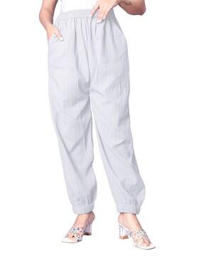 women striped relaxed fit trousers