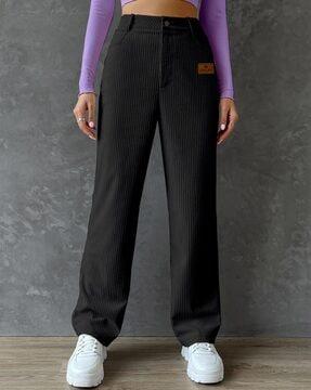 women striped relaxed fit trousers