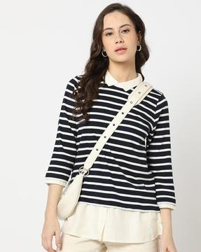 women striped relaxed fit twofer top