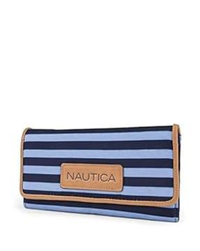 women striped rfid blocking tri-fold wallet