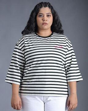 women striped round-neck t-shirt