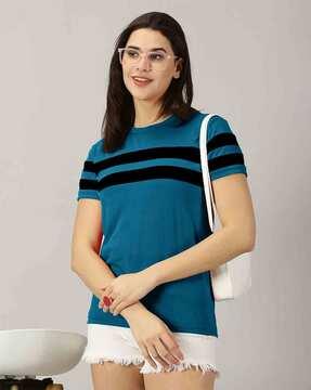 women striped round-neck t-shirt