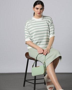 women striped round-neck top