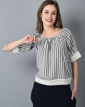 women striped round-neck top