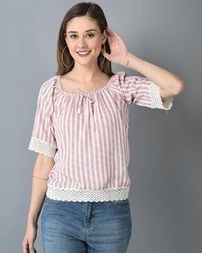 women striped round-neck top