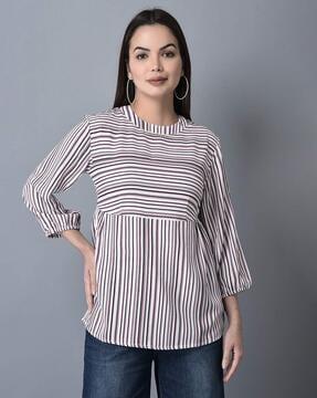 women striped round-neck top