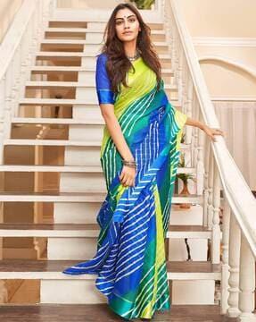 women striped saree with blouse piece