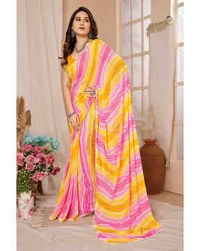 women striped saree with blouse piece