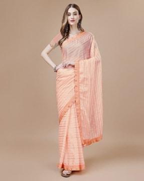 women striped saree with contrast border