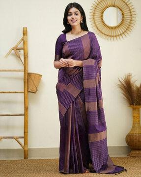 women striped saree with contrast border