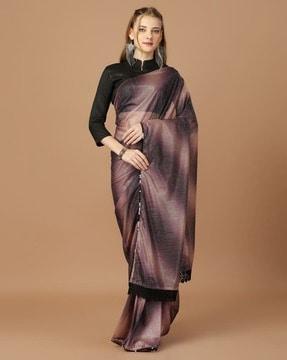 women striped saree with lace border