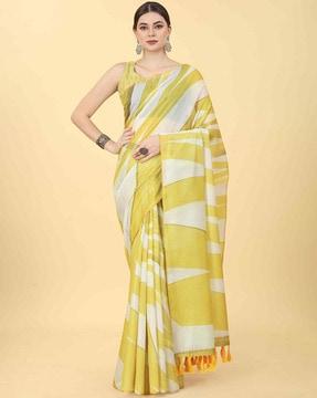 women striped saree with tassels