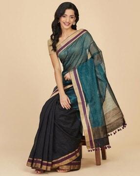 women striped saree with tassels