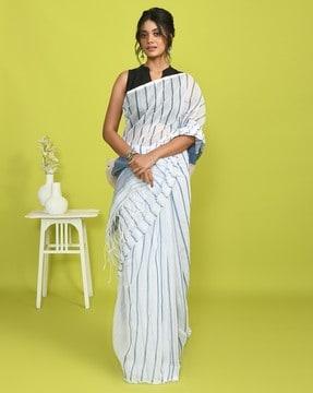 women striped saree with tassels