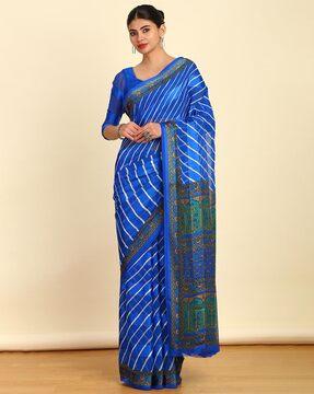 women striped saree with thick border