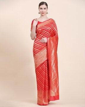 women striped saree with zari border